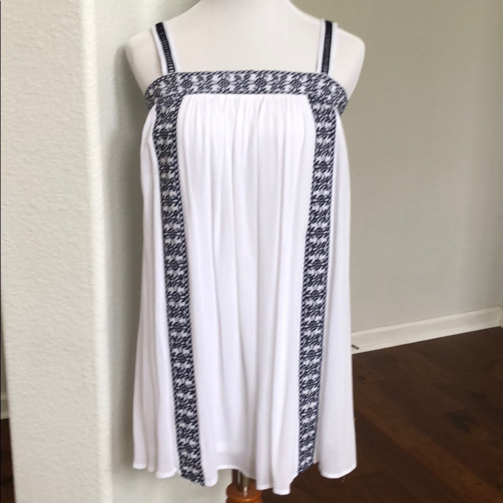 Embroidered White and Navy Dress BNWT